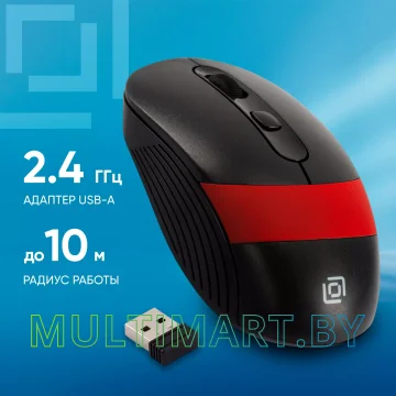 Мышь Oklick 310MW (черный/красный) картинка 2